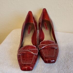 Bandolino Red Croc-Embossed Flats